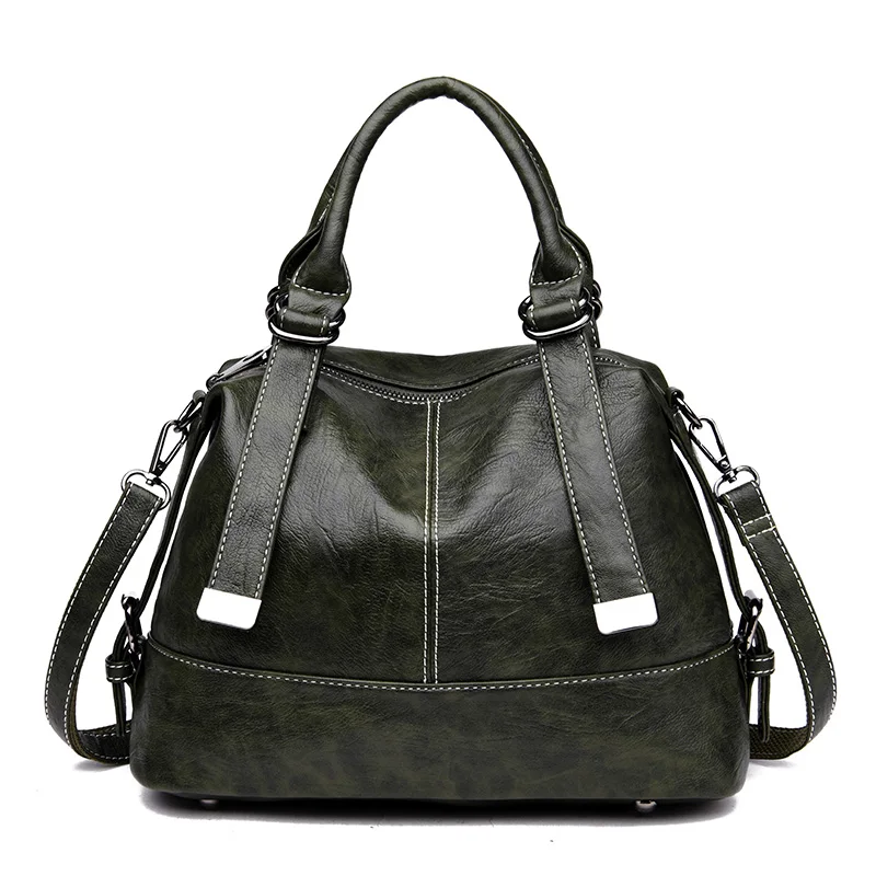 Новая Большая повседневная женская сумка через плечо, женская сумка через плечо, роскошная брендовая дизайнерская Высококачественная кожаная Ретро сумка, 5 цветов - Цвет: Gray