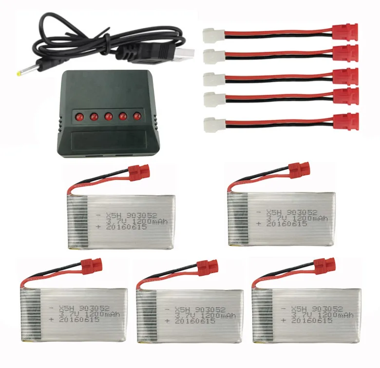

SYMA X5HW X5HC RC Quadcopter RC Aircraft Accessories Parts Accessories X5HW 5PCS 3.7V 1200MAH battery and charger
