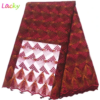 

New French Lace Fabric High quality Nigerian French Net Lace Fabric African Tulle Lace Embroidery With Stons 5Yards