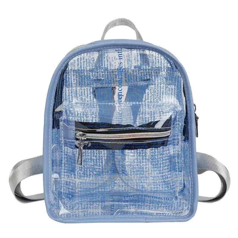 Модный женский прозрачный рюкзак ПВХ сумка на плечо Женская Повседневная сумка на плечо с буквами Bolsa - Цвет: Синий
