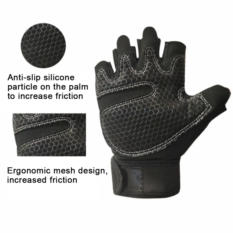 1 Pair Weightlifting Crossfit Gloves Body Building Gym Fitness Gloves Hand Pads Non-slip With Wrist Exercise Training Gym Gloves