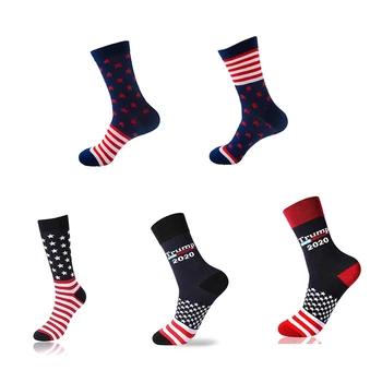 

Stitching Color America National Flag Printed Socks 2020 Soft Comfort Men Cotton Trump Sock Novelty Personality Chaussette Homme