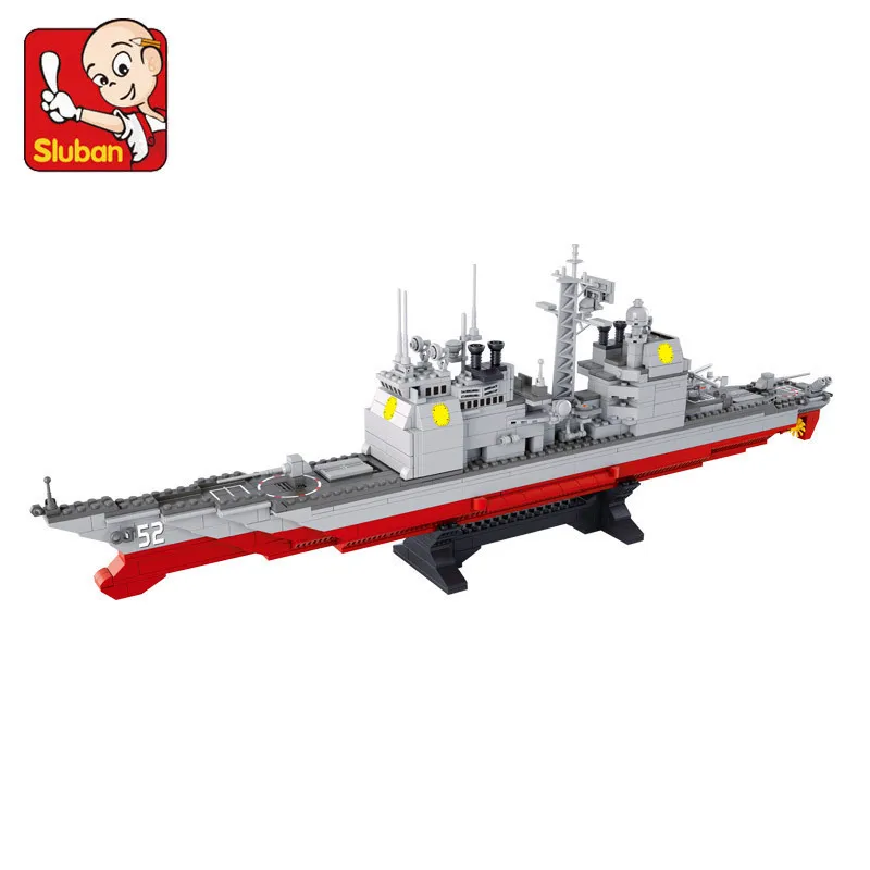 

Building block set Compatible With Lego Chinese military Cruise SLUBAN 3D Construction Model Bricks Toys for Children