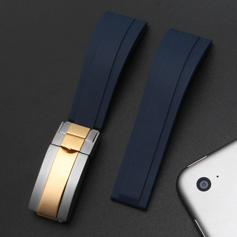 21mm 20mm Black nature silicone Rubber Watchband watch band For Role strap Daytona Submariner GMT OYSTERFLEX Bracelet logo on