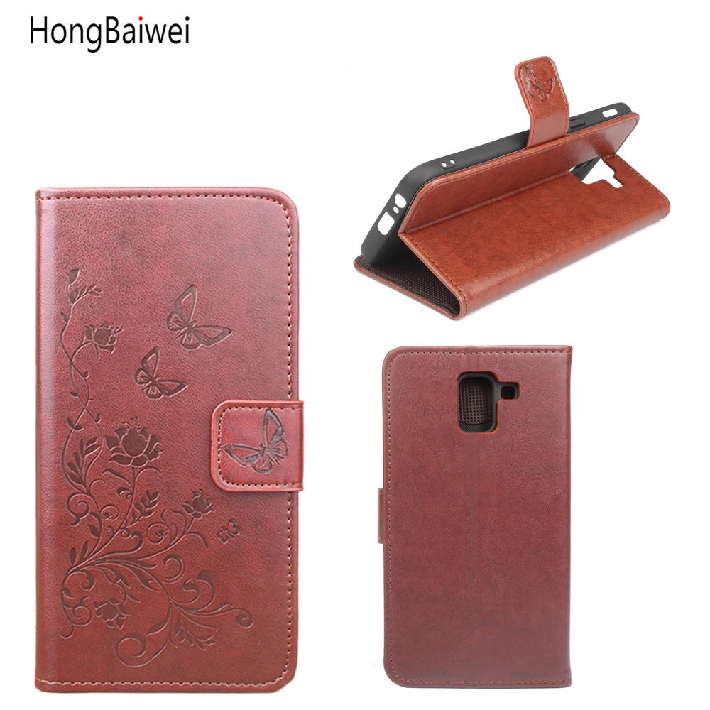 

HongBaiwei for Samsung Galaxy J6 2018 Case Wallet Style Fashion Embossed Leather Case for Samsung J6 2018 Flip Cover Case
