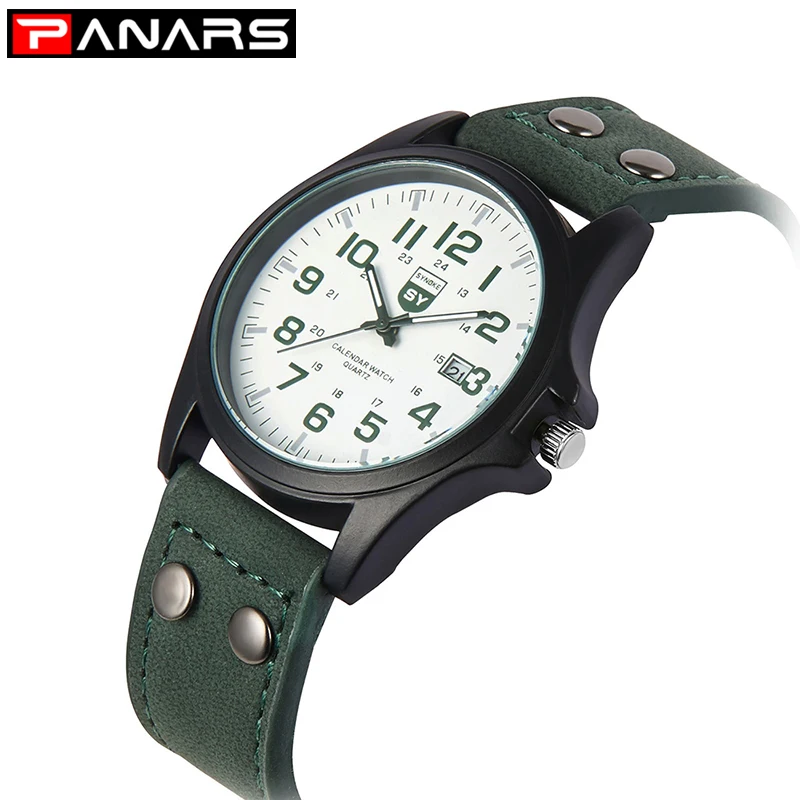 

PANARS Watches Men Men's Quartz Clock Military Sport Leather Watches Men Watch Waterproof relogio masculino Free Shipping