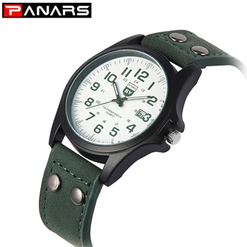 

PANARS Watches Men Men's Quartz Clock Military Sport Leather Watches Men Watch Waterproof relogio masculino