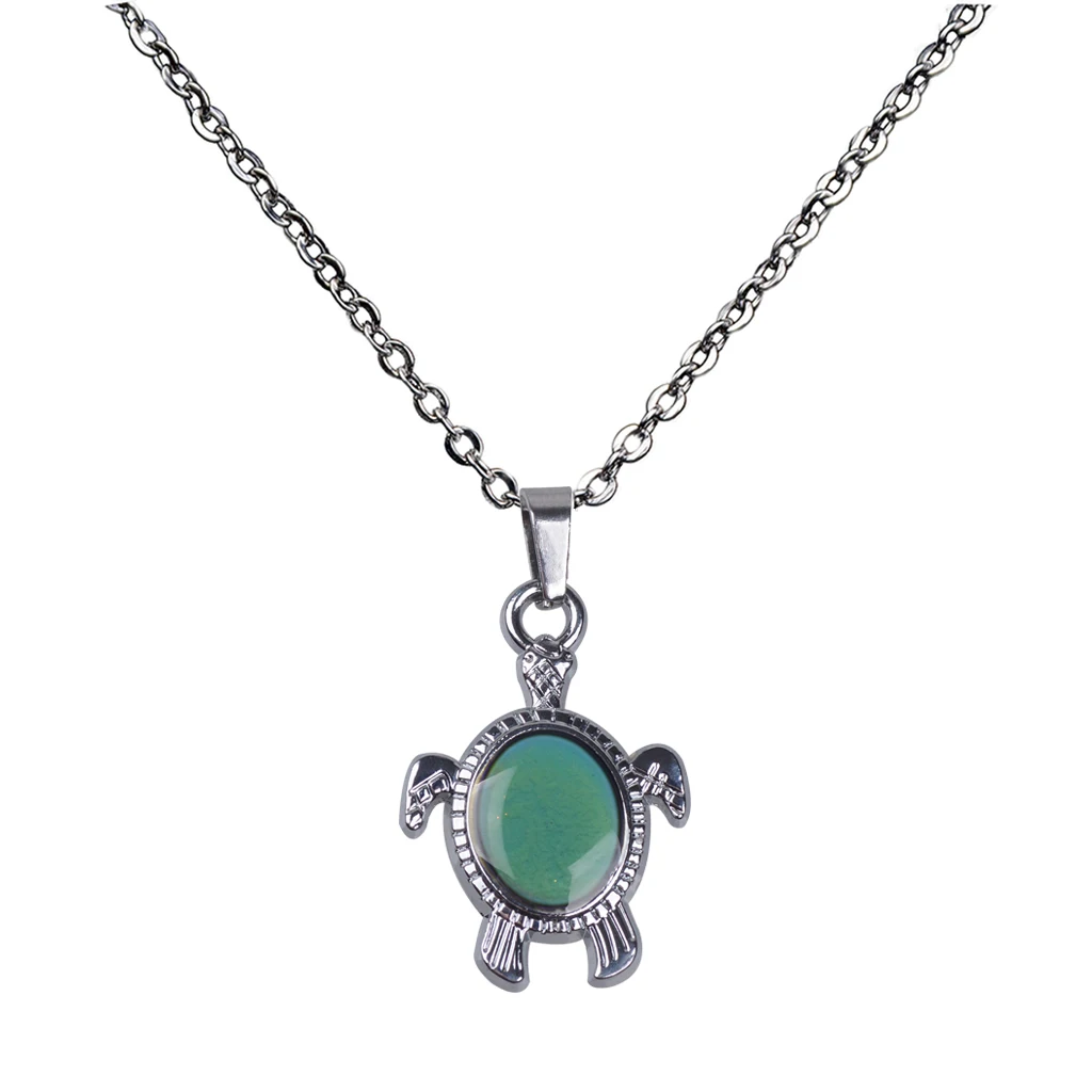 

Cute Animal Sea Turtle Pendant Color Change Emotion Mood Chain Necklace Men Women Sweater Decorations