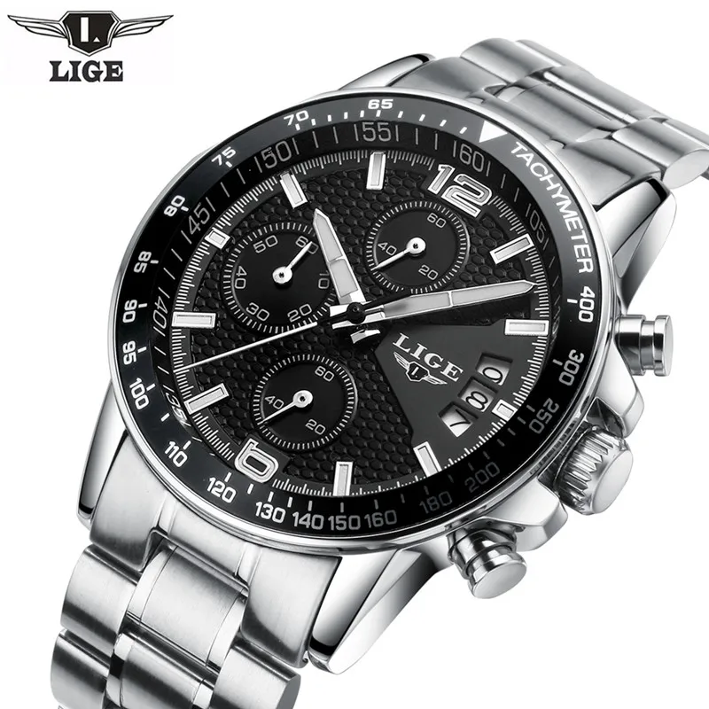 Prix LIGE Hommes de Montres Haut De Luxe Marques De Mode Quartz Montre Hommes Sport En Cuir Imperméable À L eau 30 M En Plein Air Horloge Relogio Masculino