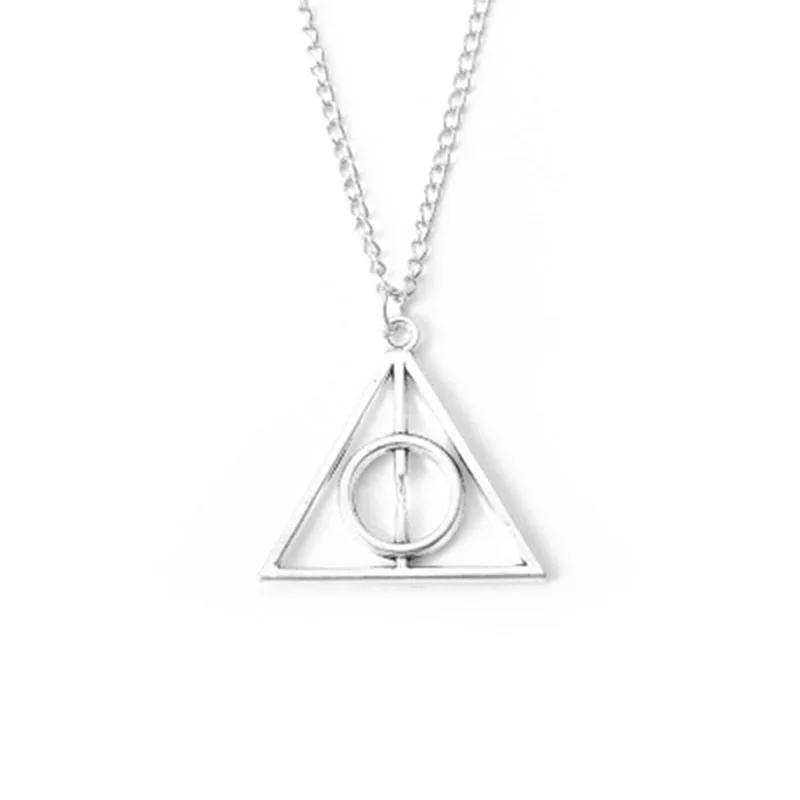 Ожерелье с подвеской Гарри и Дары смерти Поттер, ретро треугольная круглая цепочка на свитер, ожерелье, массивное ювелирное изделие, подарок WD286