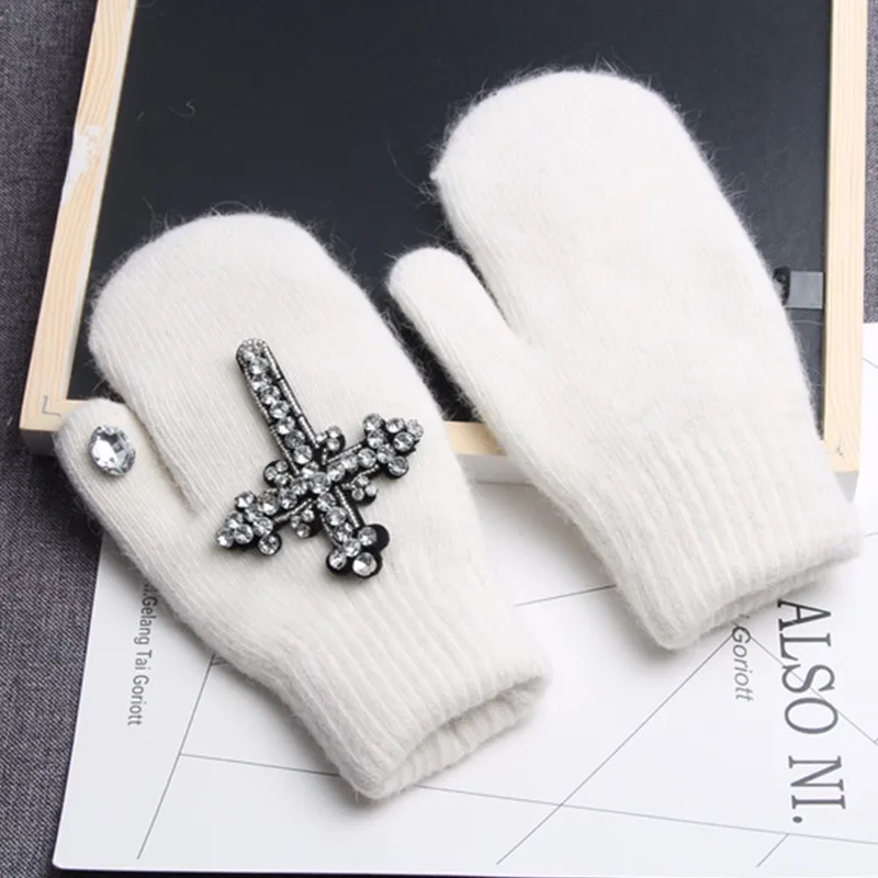 Для женщин Зимние перчатки Алмазная вышивка крестиком для девочек теплые перчатки, кисти руки Повседневное Зимние перчатки Для женщин варежки Перчатки