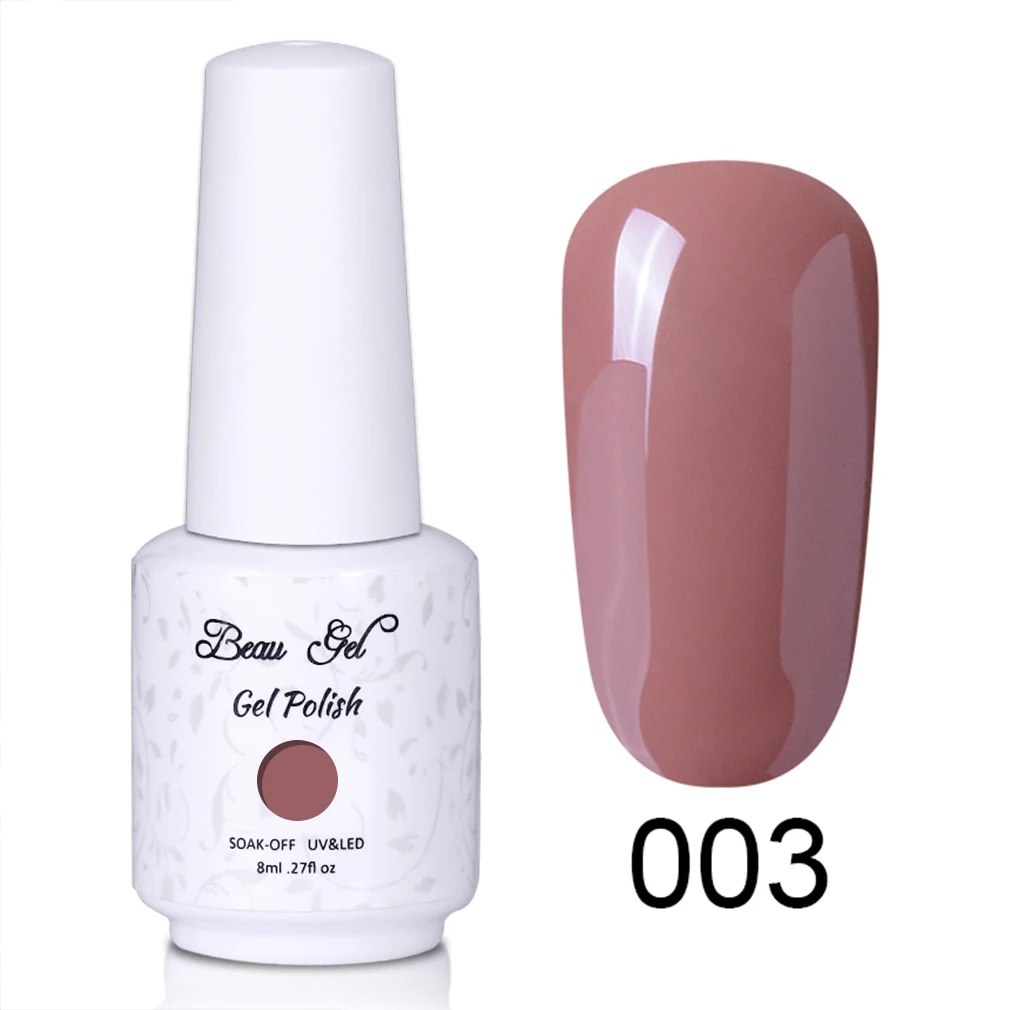 Beau Gel 8ml Nude Color UV Gel Nail Polish Soak Off Vernis Semi Permanent Hybrid Varnish Gellak Enamel Lacquer Jelly Gel Polish - Цвет: NU003