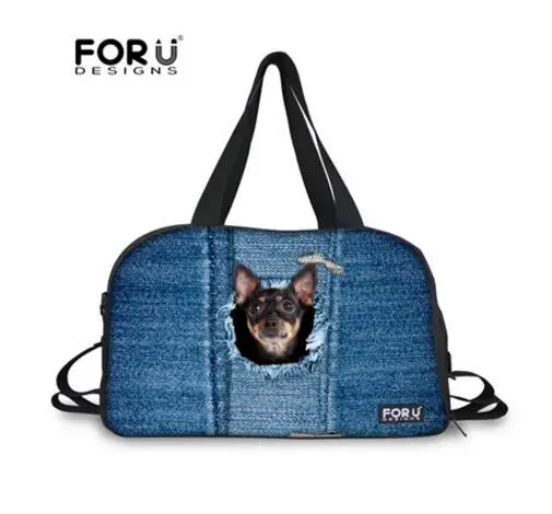 FORUDESIGNS дорожная сумка дорожная женская,дорожные сумки женские женская, Denim Кошка Женщины Вещевые Мешки, Большая Емкость Багажного Дорожная Сумка для Женщин. дамы Большая Weekender Сумки - Цвет: C3306T