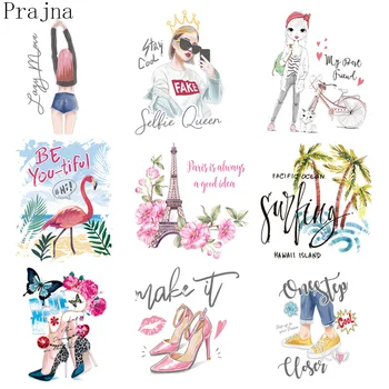 

Prajna Spring Flower Cute Girl Patch Iron On Transfers For Tshirt Clothes Vinyl Hot Heat Thermal Transfer Deer Stickers Applique