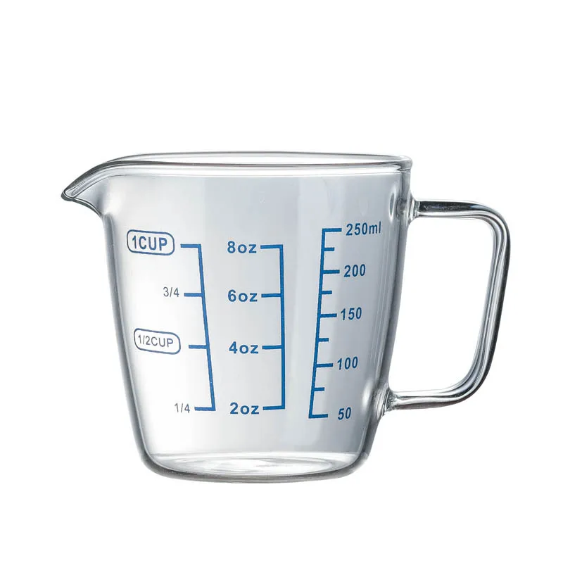 250ml 500ml Heat resisting Glass Measuring Cup Milk Scale Microwave