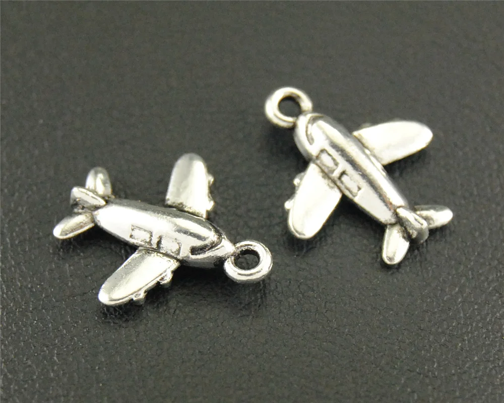 10pcs Vintage Silver Metal Alloy Newest Cute Silver Airplane Charm