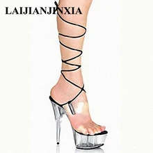 LAIJIANJINXIA 15 см Для женщин Свадебная вечеринка; сапоги на платформе, дополненные высоким каблуком Танцы Обувь, сандалии со стразами с открытым носком Обувь для танцев