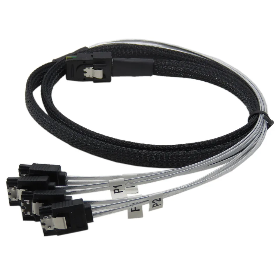 SATA naar SAS kabel - Mini SAS 36pin - 4 SATA 7pin, Serial Attached SCSI- kabel, Kabel voor interne verbinding, Kabel lengte: 0,50 meter