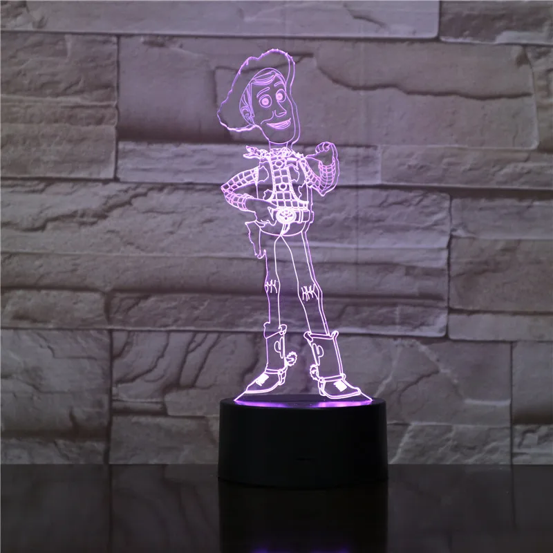 Древесный мультфильм 3D иллюзия светодиодный ночник 7 цветов Изменение древесный настольная лампа подарки игрушки для детей мальчиков