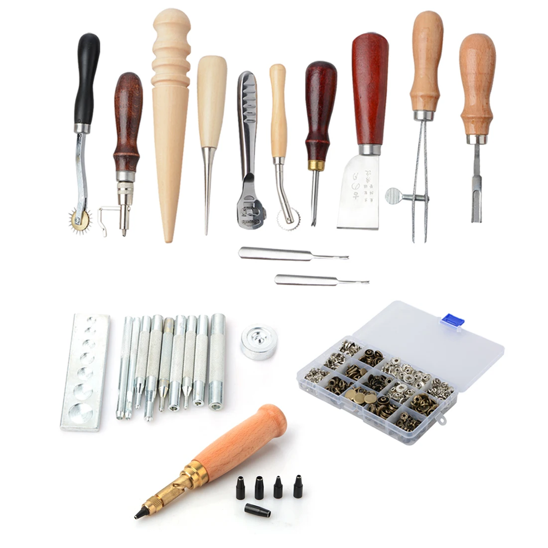 New 20Pcs Leather Craft Set DIY Waxed Rope Needle Thimble Thread Awl