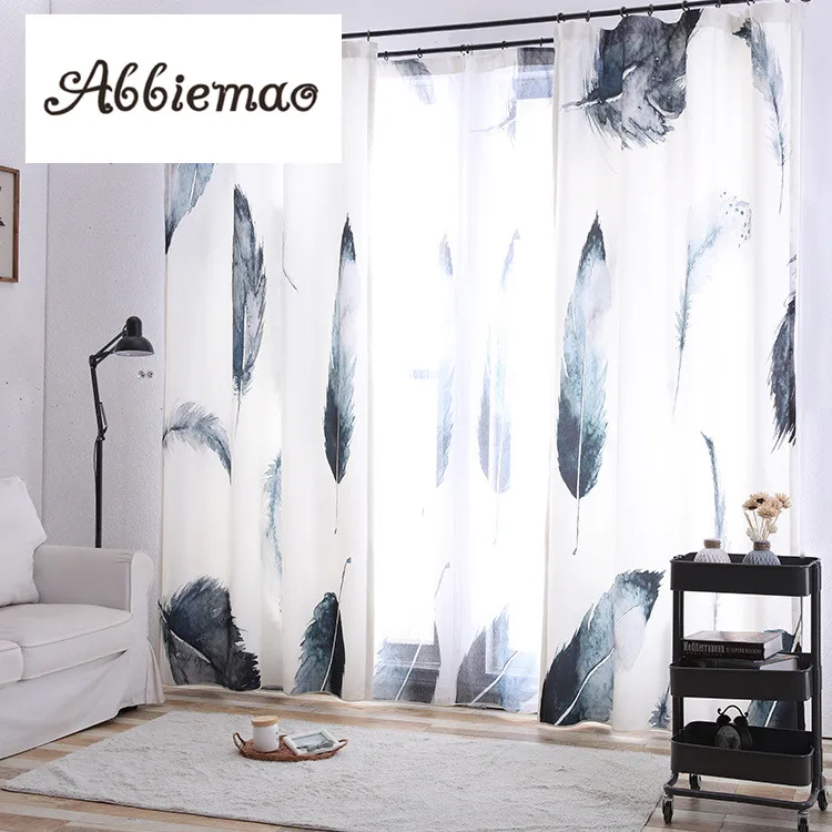 

Abbiemao Modern Style Brief Leather Printing Curtain Cloth For Bedroom Living Room Half Shading Window Treatment