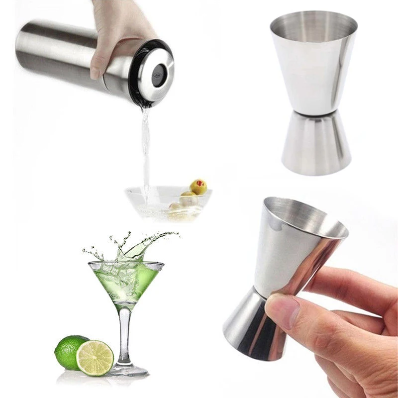 

25/50ml Stainless Steel Cocktail Shaker Measure Cup Dual Shot Drink Spirit Measure Jigger Kitchen Gadgets Bar Accessories