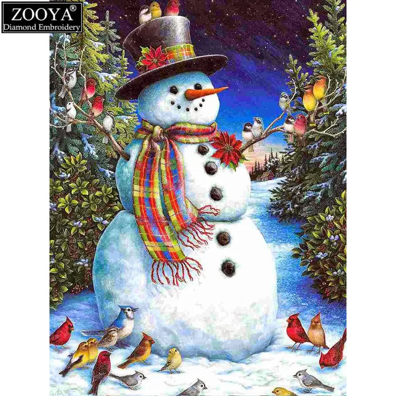 ZOOYA 5D DIY Алмаз вышивка снеговик с птицами алмазов картина вышивки крестом полный