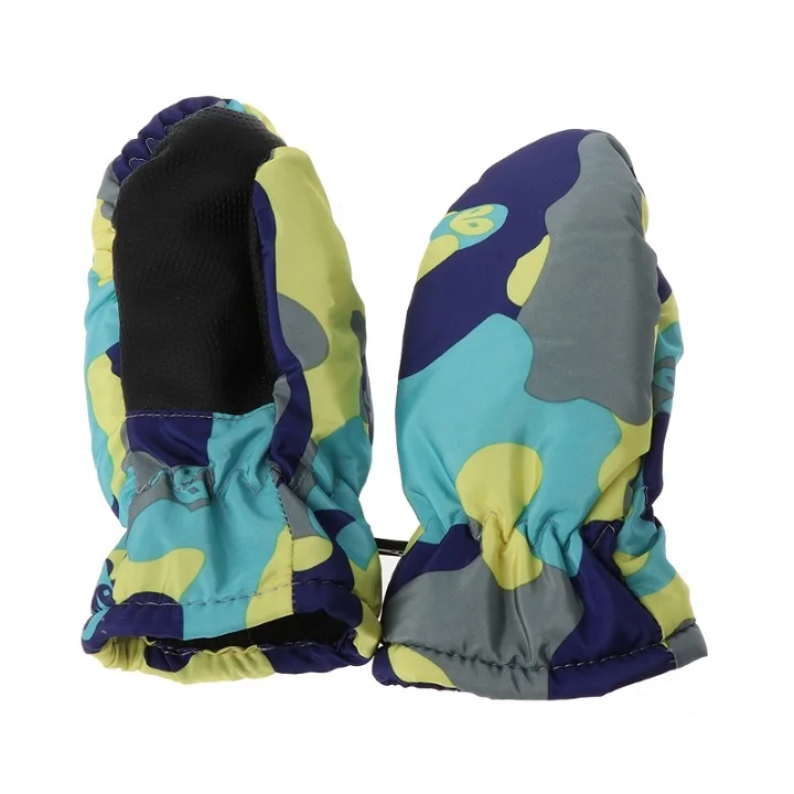 Детские зимние водонепроницаемые теплые варежки для мальчиков и девочек, детские лыжные перчатки для улицы - Цвет: 2