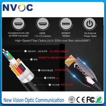 

60HZ HDMI 2.0V Cable Active Fiber Optic AOC High Speed HDMI Cable 3840X2180P M/M-Ultra HD 4k x 2k 10m 20m 30m 40M 60m 70m 100M