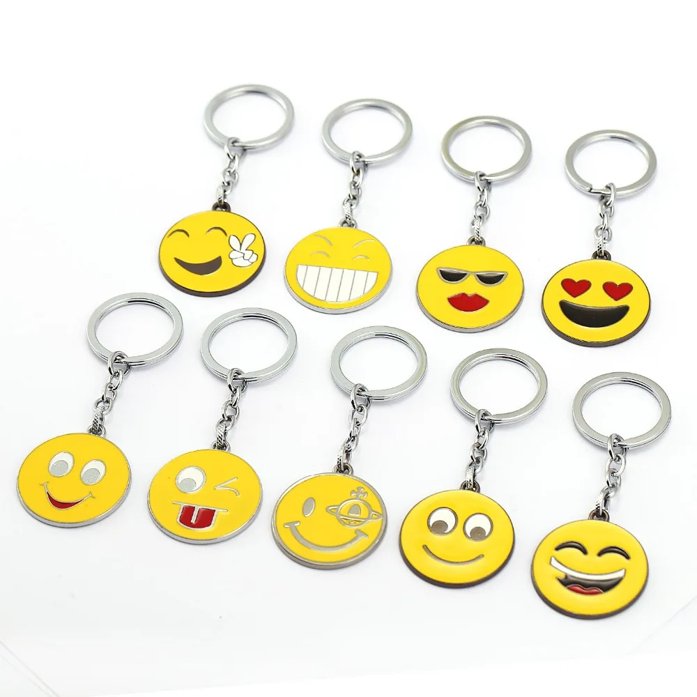 Smiley face symbol key chain charming bright yellow smile sign simple