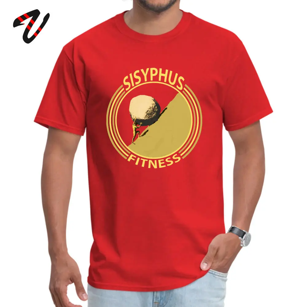Sisyphus Fitness yellow T Shirt for Men Customized Summer/Autumn Tees Short Sleeve On Sale Comics T-shirts Crewneck Pure Cotton Sisyphus Fitness yellow 11186 red