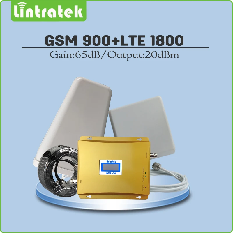 

Full set Dual Band 900Mhz 1800Mhz mobile signal booster GSM DCS signal repeater 65dB 20dBm signal Amplifier with display @6.2