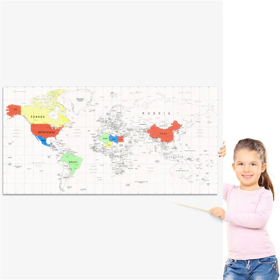 Сделай Сам эскиз ручной рисунок Карта Живопись карта мира Холст плакат Декор для гостиной для детского кабинета или отметьте свои путешествия