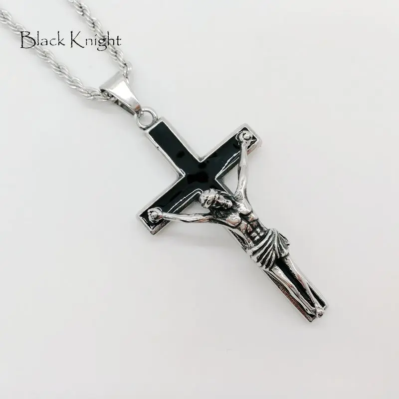 Black Knight Christian Crucifix pendant necklace 316L Stainless steel Religious Christian praying Jesus Cross necklace BLKN0704 Black Knight Christian Crucifix pendant necklace 316L Stainless steel Religious Christian praying Jesus Cross necklace BLKN0704