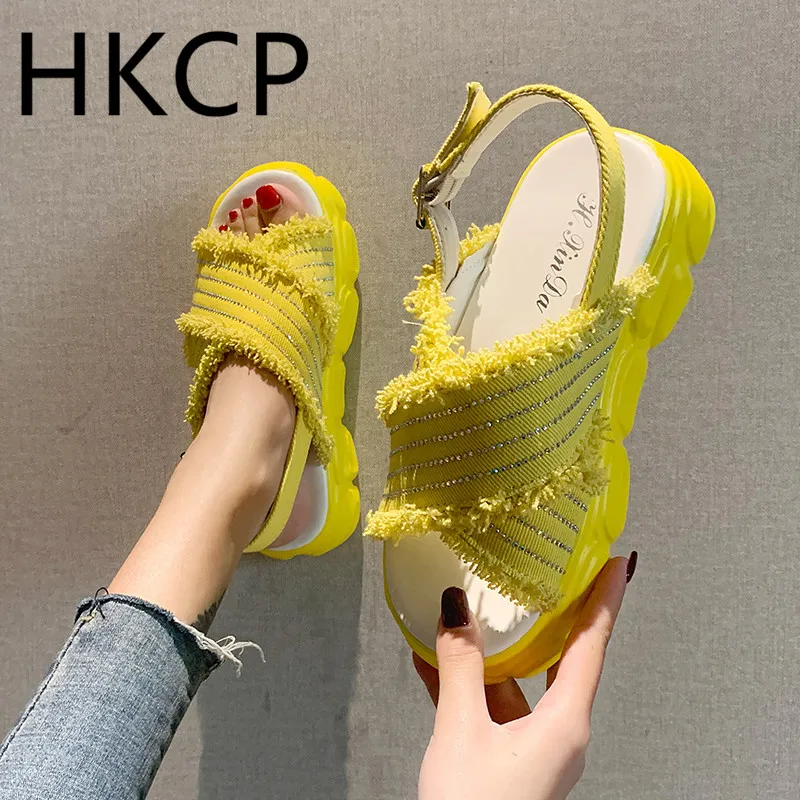 

HKCP Fashion Sandals women 2019 summer new platform sandals with a muffin bottom and crossed tassel C261