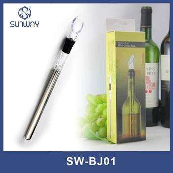

2016 new Wine chillers stick Stainless Steel Wine Bottle Coolers Chill Wine Chill Stick Rod with Wine Pourer,100set/lot