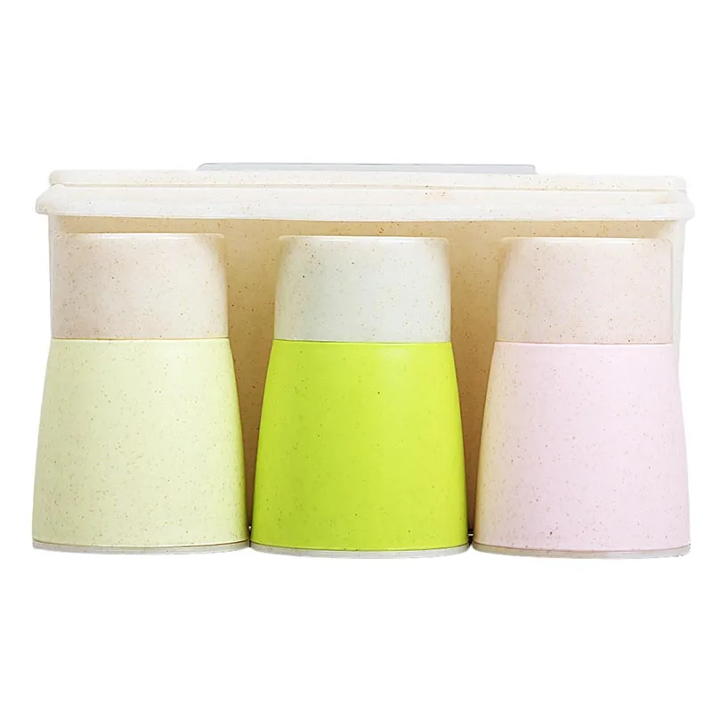 

Wall-Mounted Toothbrush Holder 3 Cups Dust-proof Toothbrush Storage Set for Family @LS JY03