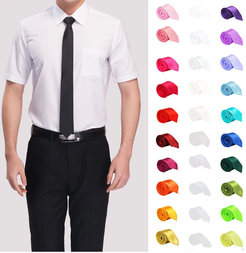 Men's Beautiful Solid Color Formal Polyester Necktie Display Variations 1