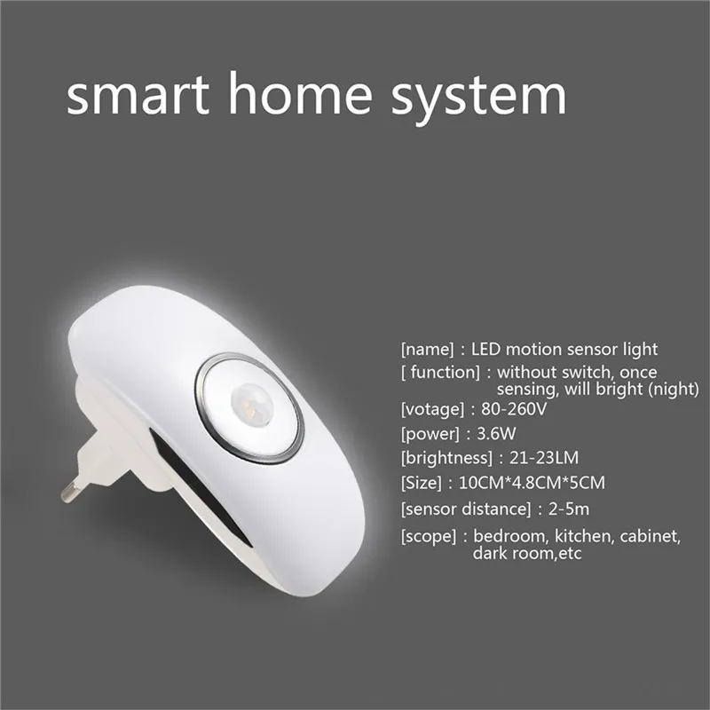 

CHENGYILT Night lamp AC 80-260V Human Body motion sensor light 3.6W 18leds EU/US plug Sensor Night light for Emergency