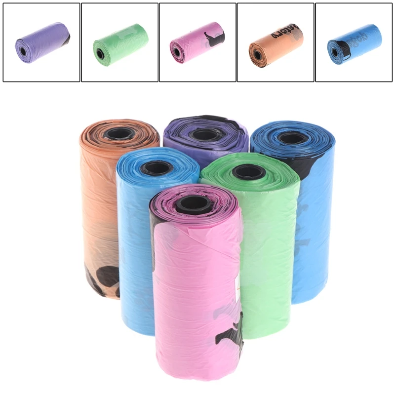 

1 Rolls Degradable Pet Dog Waste Poop Bag Dispenser Paw Print Clean up Refills Bulk Roll Shit Picking Bags