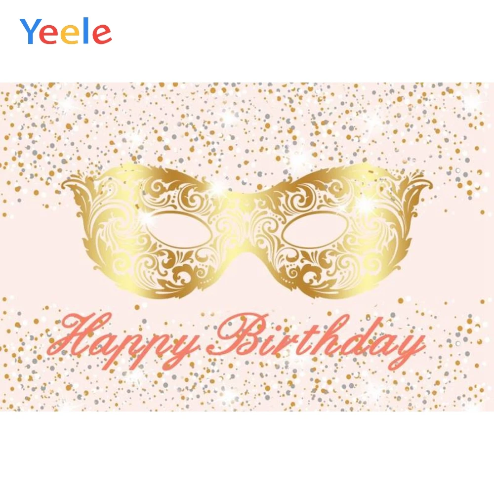 

Yeele Golden Mask Backdrops Girls Birthday Party Photography Background Customized Photographic Backdrop For Photo Studio