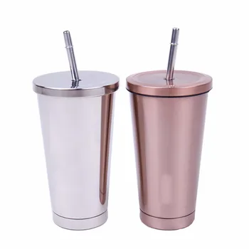 

16 Oz Stainless Steel Double Walled Insulated Tumbler with Lid and Straw