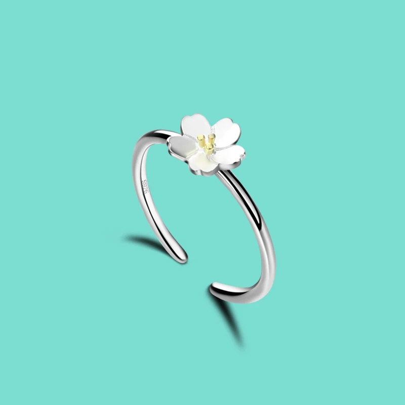 Simple style silver ring female 925 sterling silver ring flower design