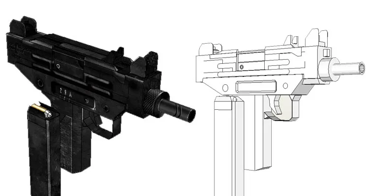 УЗИ пистолет Бумажная модель оружие огнестрельное оружие 3D стерео ручной работы чертежи Военная бумага сборная игрушка