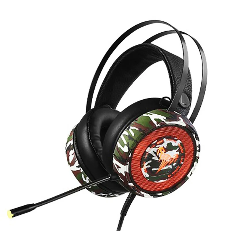 Smart game headphone wire control HD MIC camouflage color 3D stereo surround sound noise cancelling professional E-sport headset