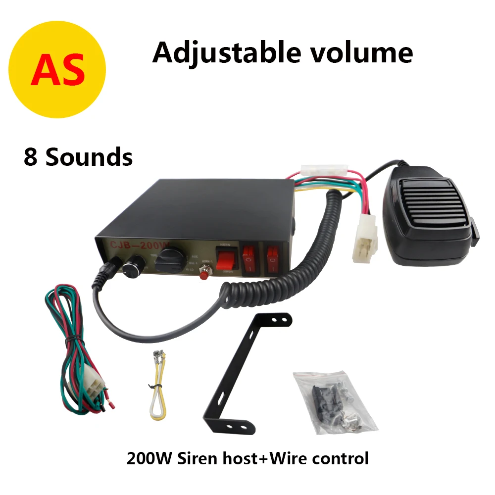 Police Siren 200 Watt 12V Car Siren Horn CJB 8 Tones Emergency Warning