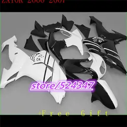 Пользовательские мотоцикла бесплатная посылка ниндзя ZX10R 06 07 kawasaki Ninja ZX10R белого цвета Черный Барса первый обтекатель разделы-Nn