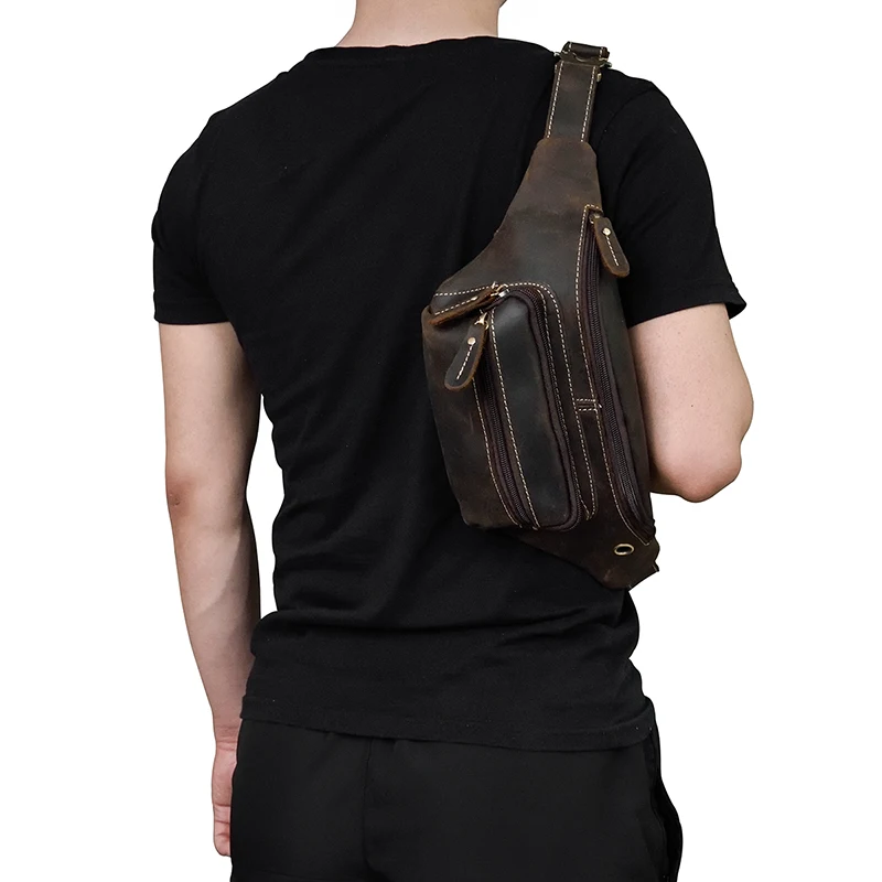 MAHEU Meh Кожаная поясная сумка Signle сумка на плечо Мужская натуральная кожа поясная сумка двойного назначения сумка на пояс через плечо нагрудная сумка