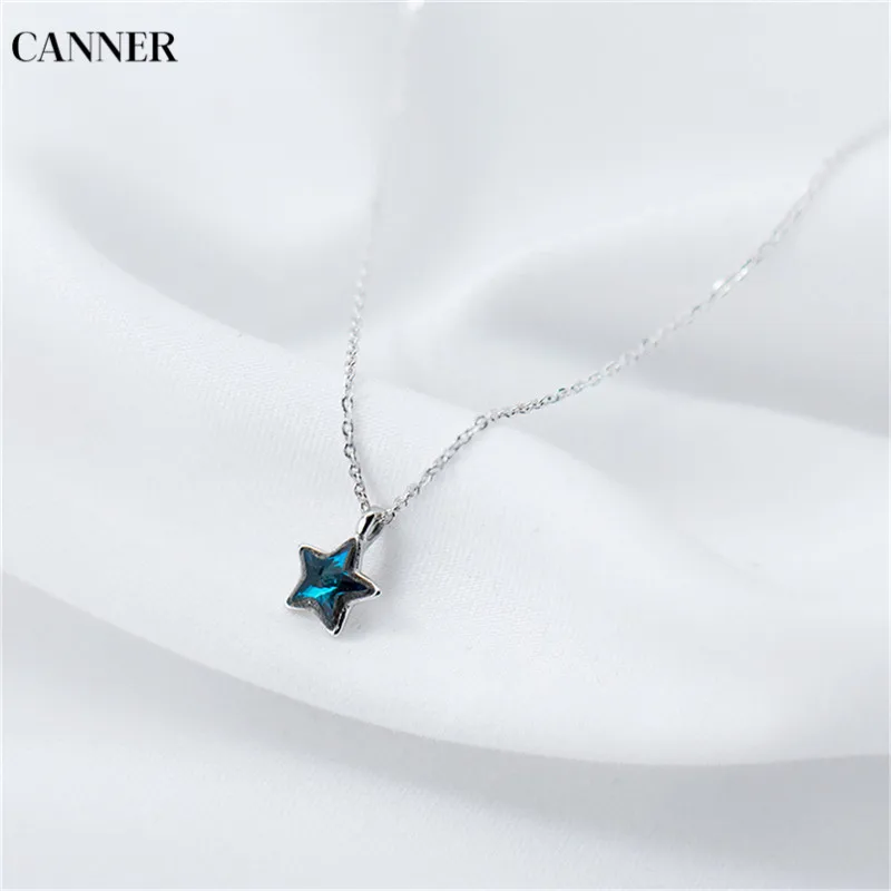 

925 Silver Star Pendant Necklace Cubic Zirconia Sterling Silver Necklace For Women Girl Jewelry