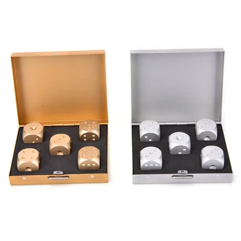 

Newly Aluminium Alloy Poker Silver/Gold Solid Dominoes Dice Game Portable Dice Poker Party Square Rectangle Bar Dice